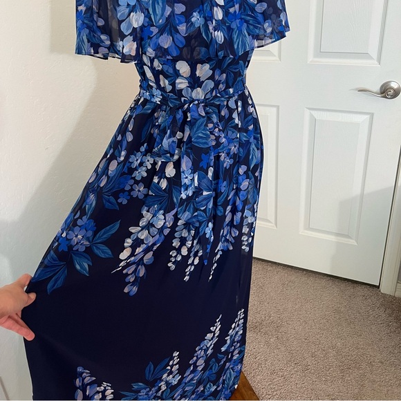 Eliza J Women's Floral Print Off The Shoulder Popover Maxi Dress - Picture 5 of 13